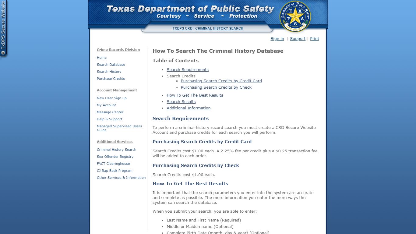 How To Search The Criminal History Database - Texas